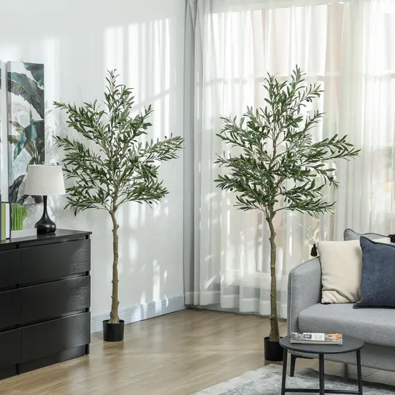 Buy Set of Two Silk Leaf Artificial Olive Trees, 9 image