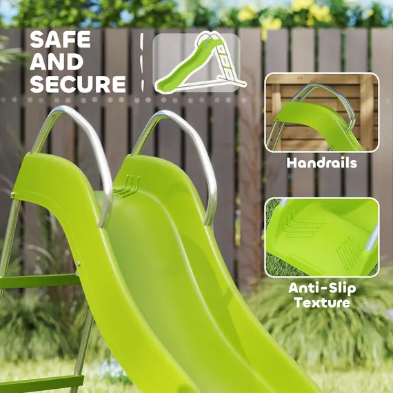 Buy Freestanding Kids Slide with Climbing Ladder, Outdoor Playground Equipment for Ages 3-8 Years, Green, 4 image