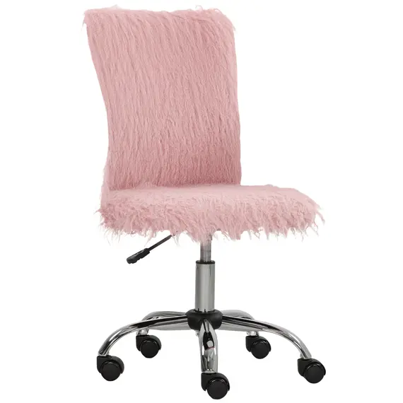 Buy Plush Office Desk Chair, Modern Armless Swivel Vanity Chair with Adjustable Height for Home Office, Bedroom, Living Room, Pink
