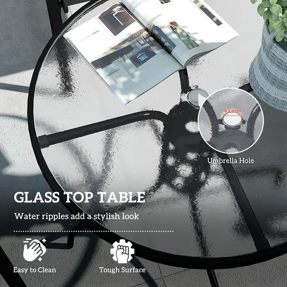 Buy Five-Piece Steel Patio Set, with Glass-Top Table - Dark Grey, 3 image