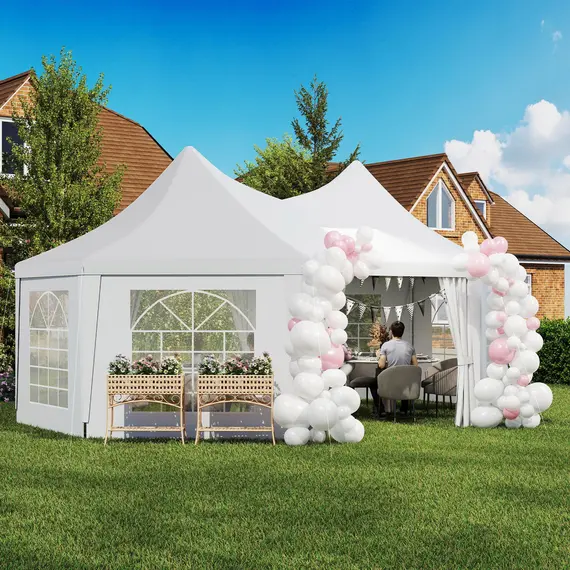 Buy Outsunny 6.8 x 5m Octagonal Marquee Gazebo - White, 8 image