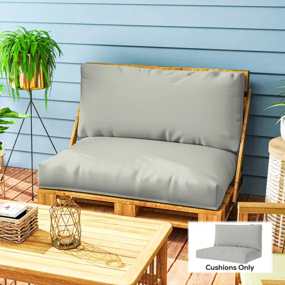 Buy Two Piece Seat Pallet and Back Cushions - Light Grey, 2 image