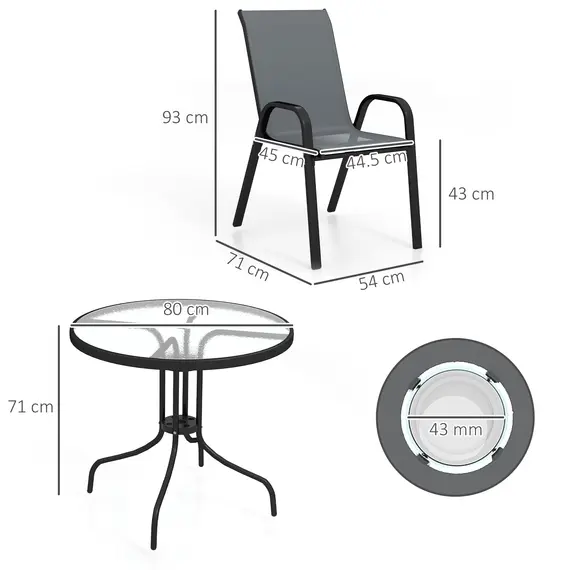 Buy Five-Piece Steel Patio Set, with Glass-Top Table - Dark Grey, 2 image