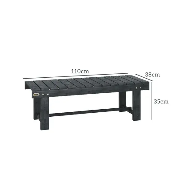 Buy 2-Seater Garden Wooden Bench, Grey, 3 image