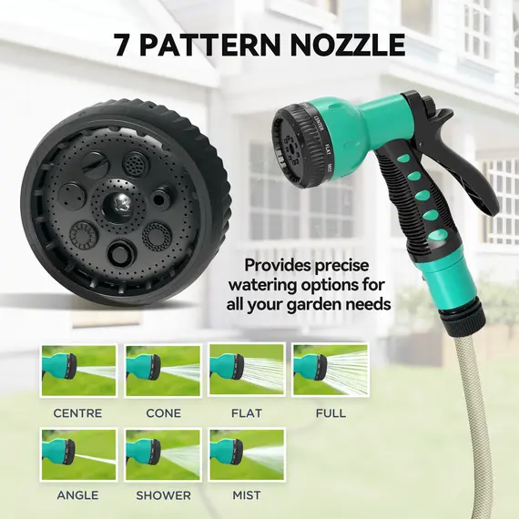 Buy Retractable Hose Reel Wall Mounted, 20+2m Garden Hose Pipe Reel with Lock, Auto Rewind, 7 in 1 Spray Nozzle, Includes Wall Fixings, 180° Swivel, Outdoor Watering, 54 x 20 x 39 cm, Black, 7 image