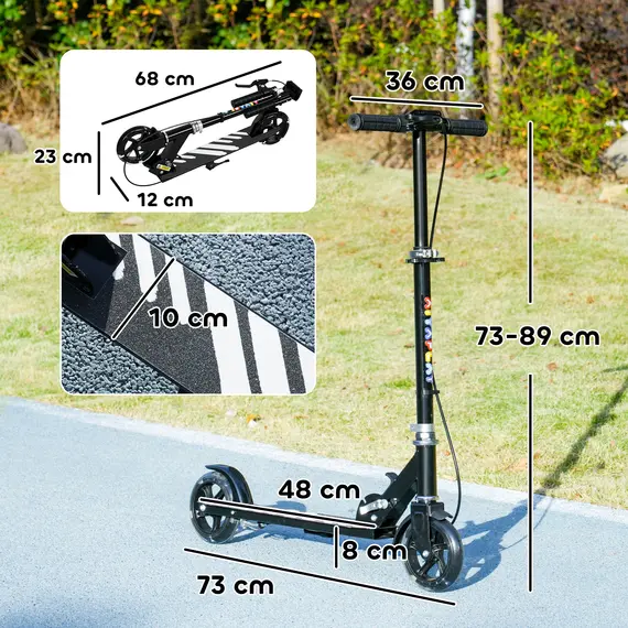 Buy AIYAPLAY Scooter for Kids Aged 3-8 Years, with Adjustable Handle, Two Light Up Wheels, Handbrake, Rear Brake, Black, 3 image