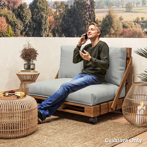 Buy Two Piece Seat Pallet and Back Cushions - Light Grey, 7 image