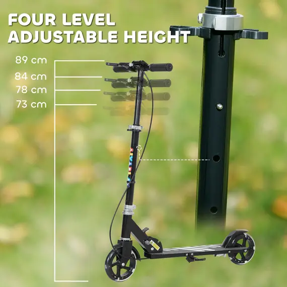 Buy AIYAPLAY Scooter for Kids Aged 3-8 Years, with Adjustable Handle, Two Light Up Wheels, Handbrake, Rear Brake, Black, 4 image