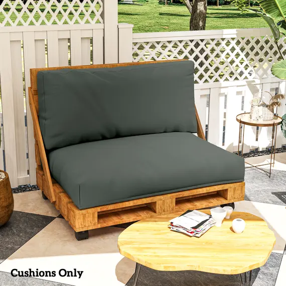 Buy Two Piece Seat Pallet and Back Cushions - Charcoal Grey, 8 image