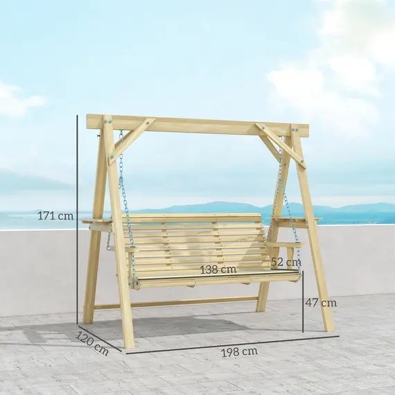 Buy Three-Seater Wooden Swing Bench, 3 image