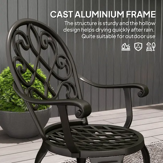 Buy Three-Piece Elegant Aluminium Garden Set - Black, 5 image