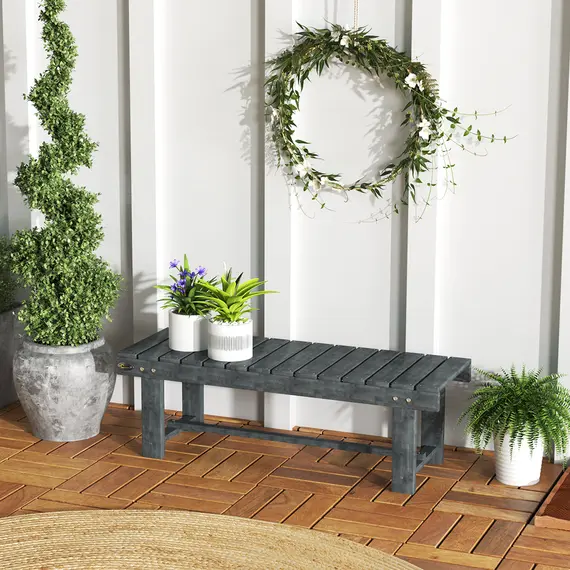 Buy 2-Seater Garden Wooden Bench, Grey, 2 image