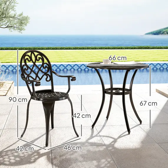 Buy Three-Piece Elegant Aluminium Garden Set - Black, 3 image