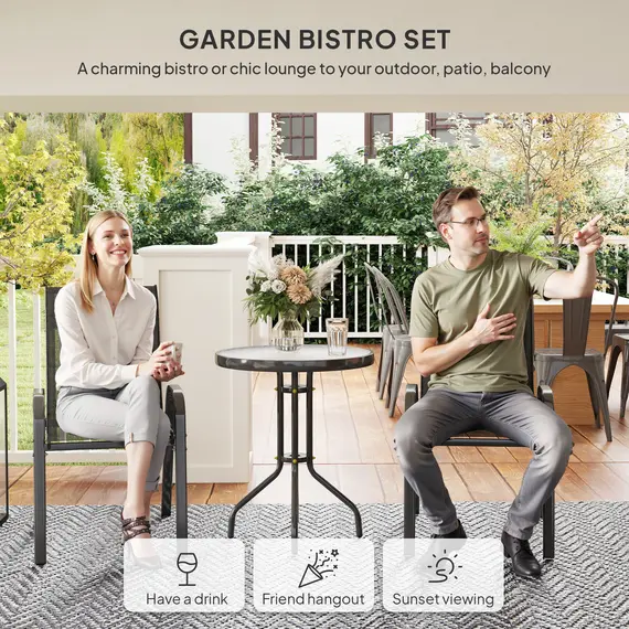 Buy Three-Piece Outdoor Garden Set - Black, 4 image