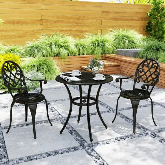 Buy Three-Piece Elegant Aluminium Garden Set - Black, 8 image
