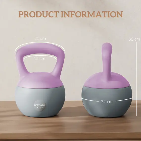 Buy SPORTNOW 12KG Soft Kettlebell, Kettlebell with Non-Slip Handle for Home Gym, Weight Lifting, Strength Training, Purple/Grey, 3 image