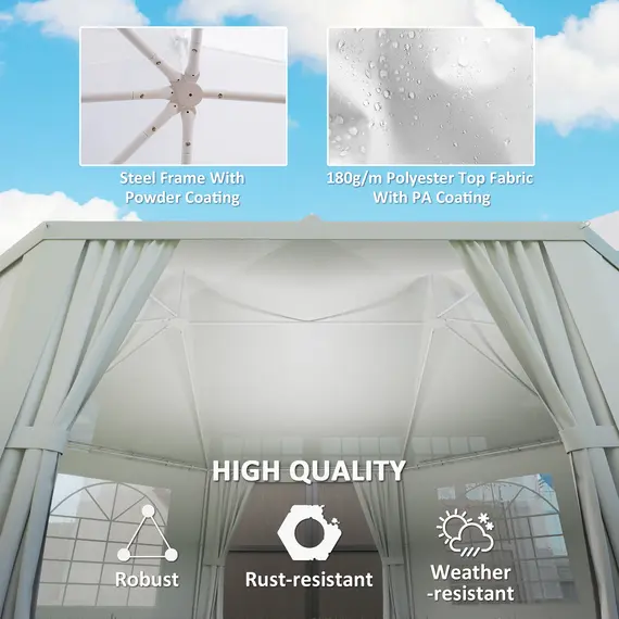Buy Outsunny 6.8 x 5m Octagonal Marquee Gazebo - White, 5 image