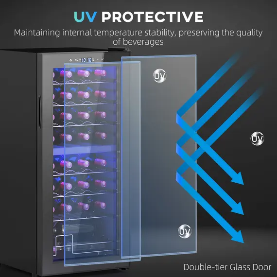 Buy 32 Bottle Dual Zone 5-18℃ Wine Fridge - Black, 8 image