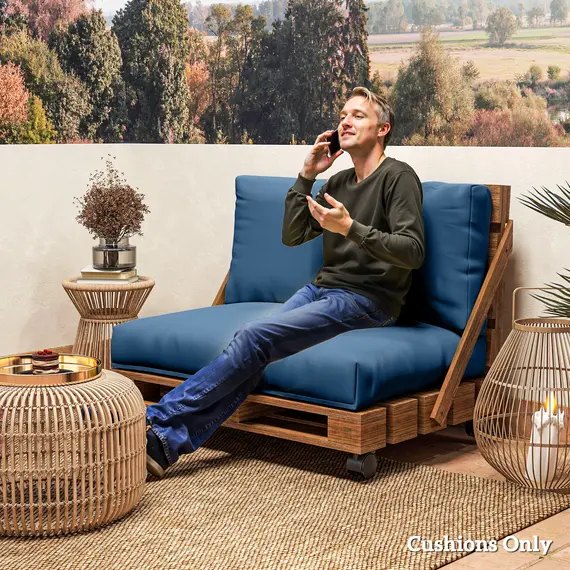 Buy Two Piece Seat Pallet and Back Cushions - Navy Blue, 7 image