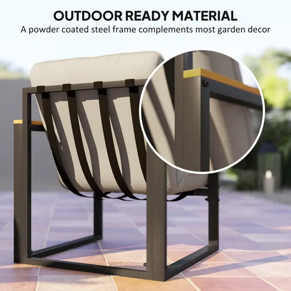 Buy Outsunny Garden Furniture Set, 4 Piece Indoor Outdoor Conservatory with Loveseat Sofa, Armchairs, Glass Top Coffee Table, Cushions for Balcony, Poolside, Patio, Light Grey, 5 image
