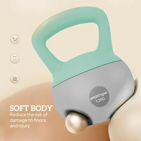 Buy SPORTNOW 12KG Soft Kettlebell, Kettlebell with Non-Slip Handle for Home Gym, Weight Lifting, Strength Training, Green/Grey, 4 image