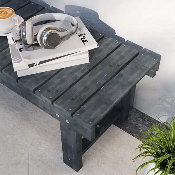 Buy 2-Seater Garden Wooden Bench, Grey, 9 image