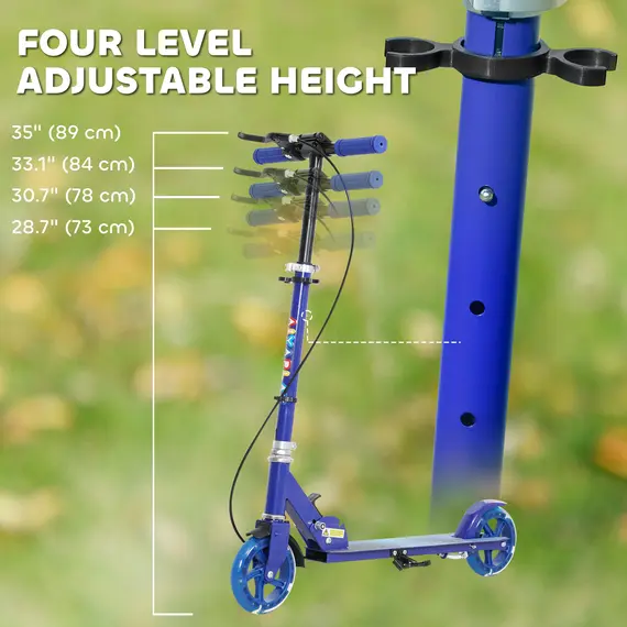 Buy AIYAPLAY Scooter for Kids Aged 3-8 Years, with Adjustable Handle, Two Light Up Wheels, Handbrake, Rear Brake, Blue, 4 image