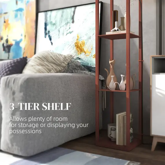 Buy Three-Shelf Standing Lamp - Brown/White, 6 image