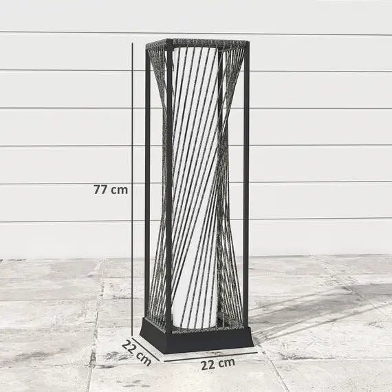 Buy Garden Rattan Lamp, 77 cm Tall Solar Rattan Floor Lamp, Solar Garden Light with Auto On/Off LED Lights, IP44 Waterproof for Outdoor, Porch, Pathway, Terrace, Grey, 3 image