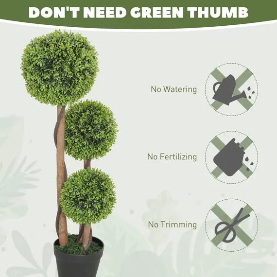 Buy Decorative Artificial Trees Boxwood Ball Topiary Trees Set of 2 in Pot, Fake Plants for Home Indoor Outdoor Decor, 6 image