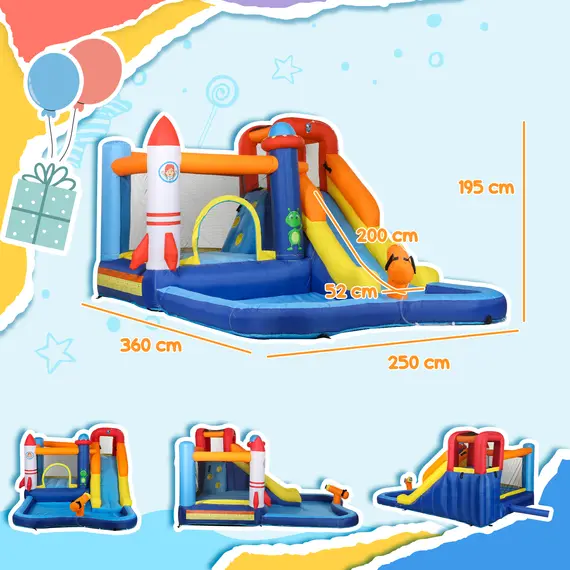 Buy 5 in 1 Bouncy Castle for Children with 550W Blower, Water Slide, Splash Pool, Jumping Area, Climbing Wall, Cannon, 3 image