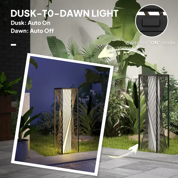 Buy Garden Rattan Lamp, 77 cm Tall Solar Rattan Floor Lamp, Solar Garden Light with Auto On/Off LED Lights, IP44 Waterproof for Outdoor, Porch, Pathway, Terrace, Grey, 5 image