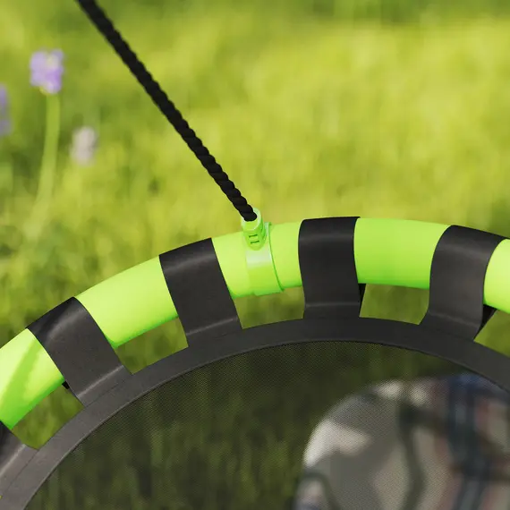 Buy 60cm Diameter Kid Nest Swing Seat with Height Adjustable Ropes, for Outdoor, Indoor, Black/Green, 7 image