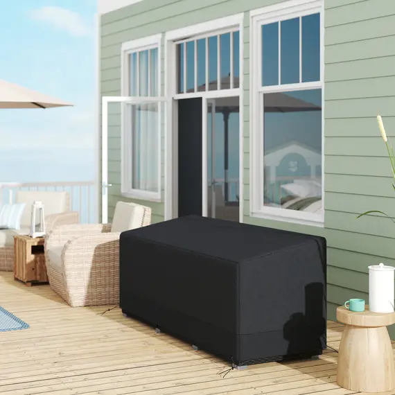 Buy Outsunny Rectangular Patio Garden Furniture Cover Waterproof for 3 Seater Sofa Bistro Set, UV Resistant Protection 600D Oxford Fabric Rattan Lounge Clean Cover, 190 x 72 x 76cm, Black, 2 image
