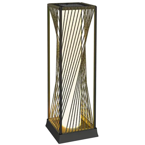 Buy Garden Rattan Lamp, 77 cm Tall Solar Rattan Floor Lamp, Solar Garden Light with Auto On/Off LED Lights, IP44 Waterproof for Outdoor, Porch, Pathway, Terrace, Grey