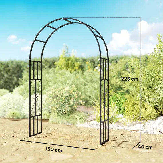 Buy Steel Garden Arch, 2.2m High x 1.5m Wide Metal Garden Trellis for Climbing Plants Roses Wisteria Vines, Outdoor Wedding Arch for Bridal Party Ceremony Decoration, Black, 3 image