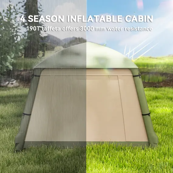 Buy Inflatable Camping Tent w/ Hand Pump, Easy Setup 1/2 Person Blow Up Tent Waterproof 190T Taffeta w/ Mesh Windows, Doors and Carry Bag, Brown, 5 image