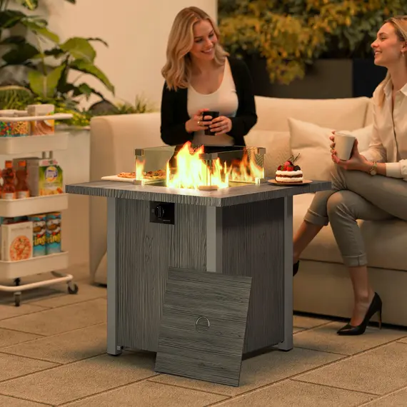 Buy 50,000 BTU Gas Fire Pit Table, with Cover - Dark Grey, 2 image