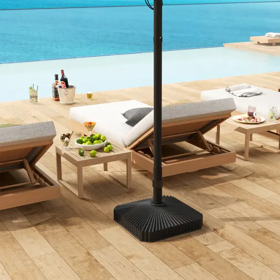 Buy Outsunny Patio Umbrella Stand, Heavy Duty Outdoor Parasol Base, Sand/Water Filled, Black, 7 image