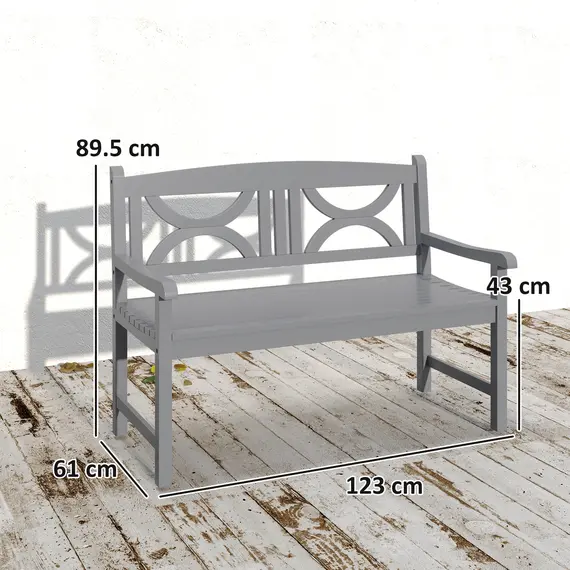 Buy 2-Seater Wooden Garden Bench Outdoor Patio Loveseat for Porch, Grey, 3 image