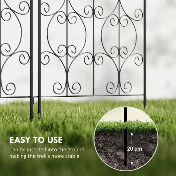 Buy Set of 2 Metal Garden Trellis, Decorative Trellis Panels for Climbing Outdoor Plants, Vegetables, Vines, Flowers, 150 x 50 cm, Scrollwork Design, 8 image