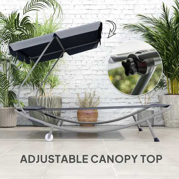 Buy Double Outdoor Bed, with Canopy - Light Grey, 4 image