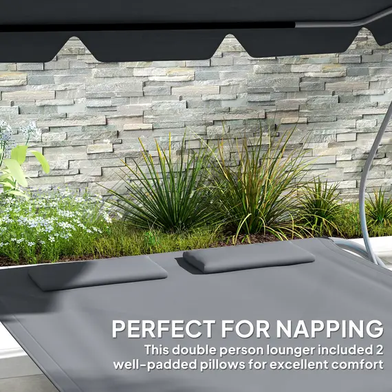 Buy Double Outdoor Bed, with Canopy - Light Grey, 5 image