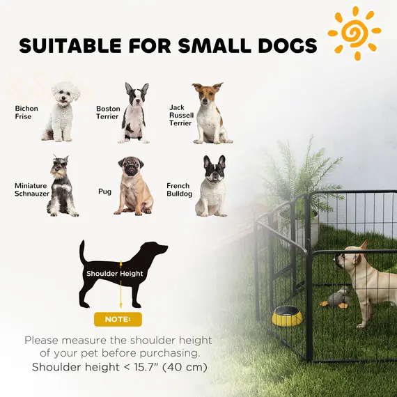 Buy Six-Panel Dog Playpen with Door, for Small Dogs, Indoors, Outdoors, 60cm Tall, Black, 7 image