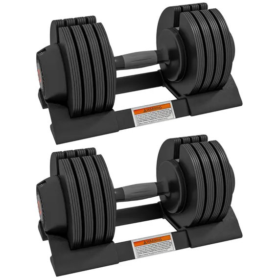 Buy SPORTNOW 2 x 20KG Adjustable Dumbbells Set, 4-in-1 Weights Set with Storage Tray and Non-Slip Handle, Home Gym Fitness Equipment, Black
