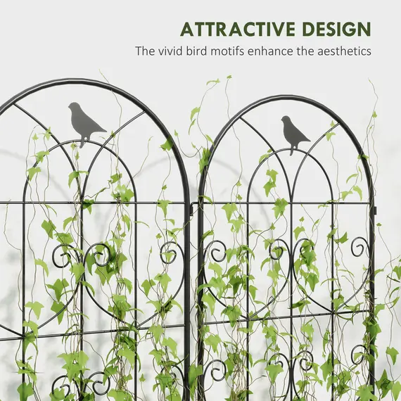Buy Set of 2 Garden Trellis, Metal Fence Panels for Climbing Outdoor Plants, Flowers, 180 x 50cm, 5 image
