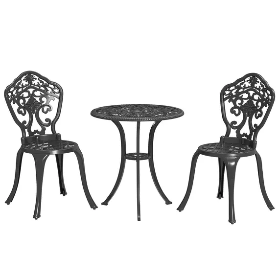 Buy Three-Piece Aluminium Floral Bistro Set - Black