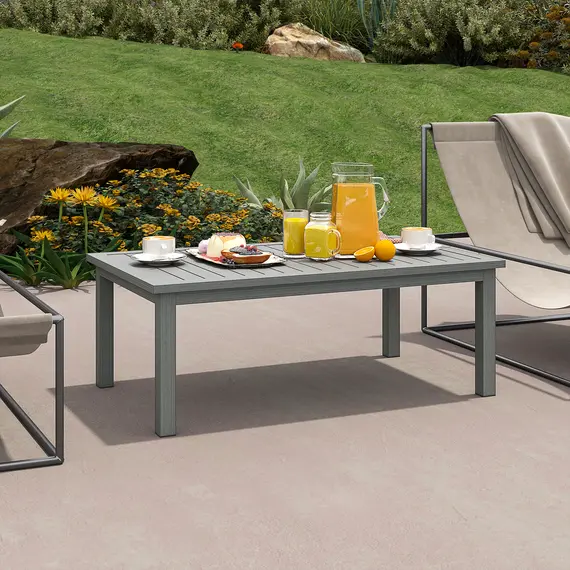 Buy 100cm x 60cm Aluminium Outdoor Coffee Table - Grey, 6 image