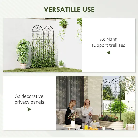 Buy Set of 2 Garden Trellis, Metal Fence Panels for Climbing Outdoor Plants, Flowers, 180 x 50cm, 6 image