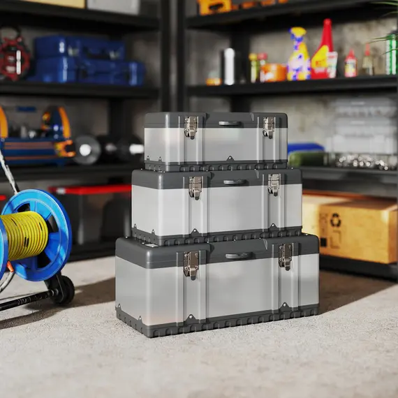 Buy 3 Pieces Stainless Steel Toolbox Set, 23"/ 19"/ 16", 2 image